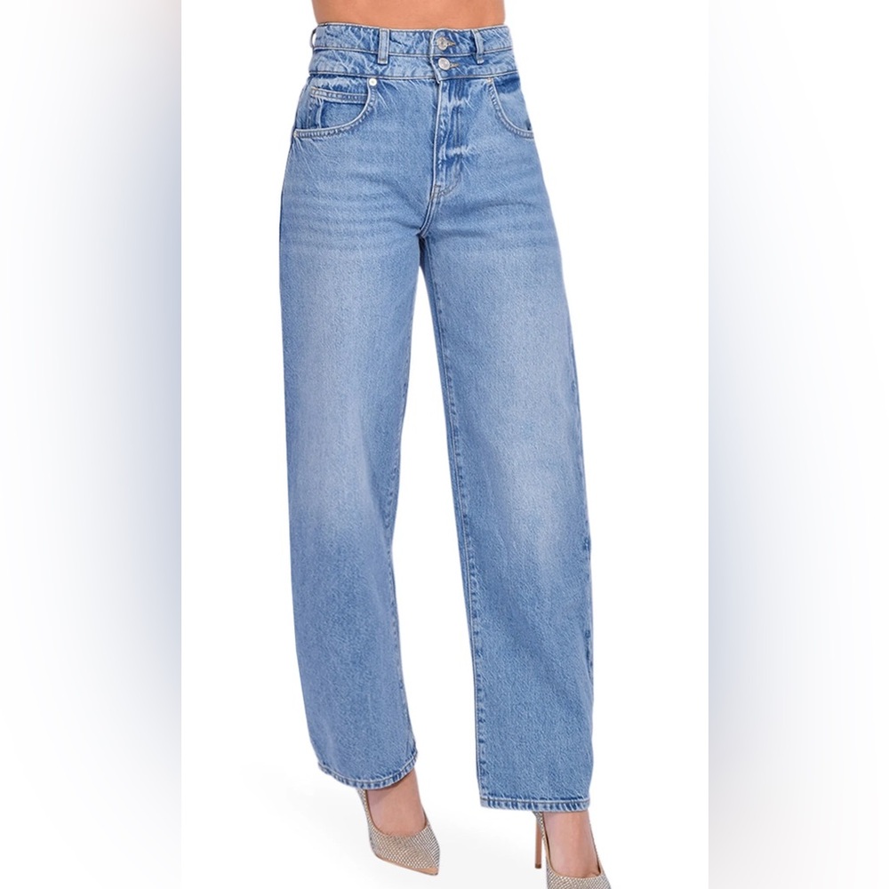 Frame Double Waist Barrel Jeans in Weston